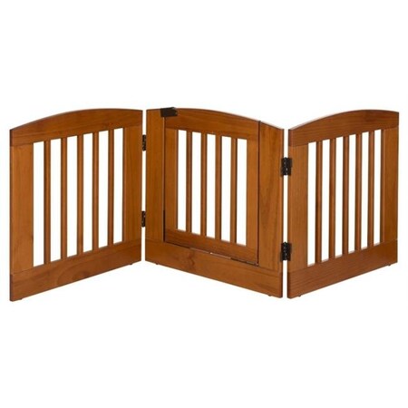 Ruffluv Ruffluv 392406 3 Panel Medium Expansion Pet Gate with Door; Chestnut - 24 x 72 x 0.75 in. 392406